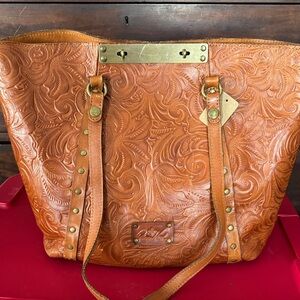 Patricia Nash Floral Embossed Leather Tote - Brown
